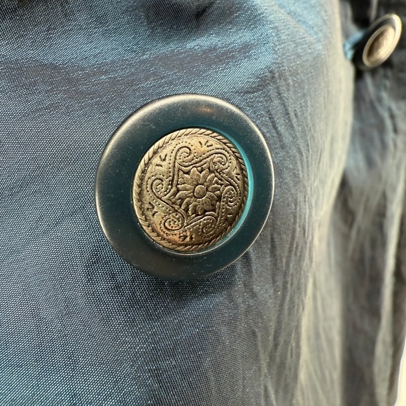 London Fog Blue Trench Coat Women's 8 Petite Double Breasted Belted - Picture 12 of 12